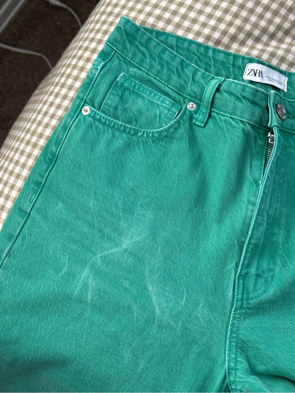 Zara Green High-Rise Wide Leg Jeans - Picture 4 of 5